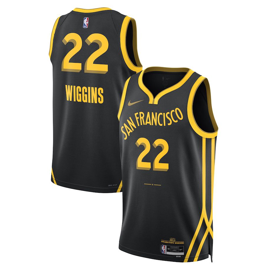 Men Golden State Warriors 22 Andrew Wiggins Nike Black City Edition 2023-24 Swingman NBA Jersey